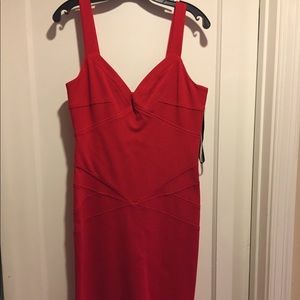 Red DvF fitted dress